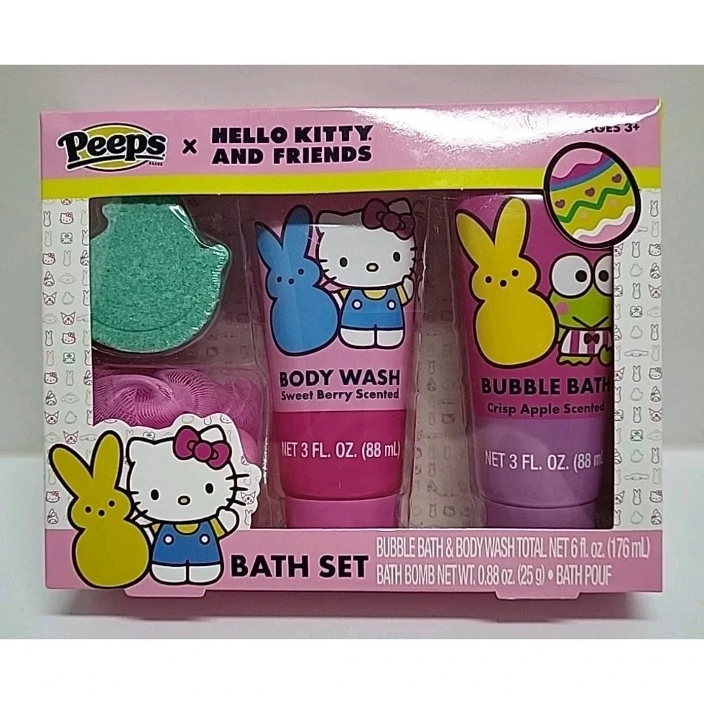 Peeps Hello Kitty And Friends Bath Set Body Wash Bubble Bath Bomb Kids Ages‎ 3+